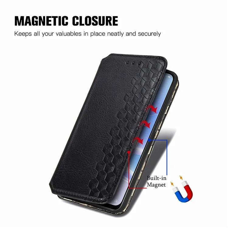 For Oppo A78 4G Case Rhombus Imprinted Wallet Stand Shockproof Mobile Phone Cover