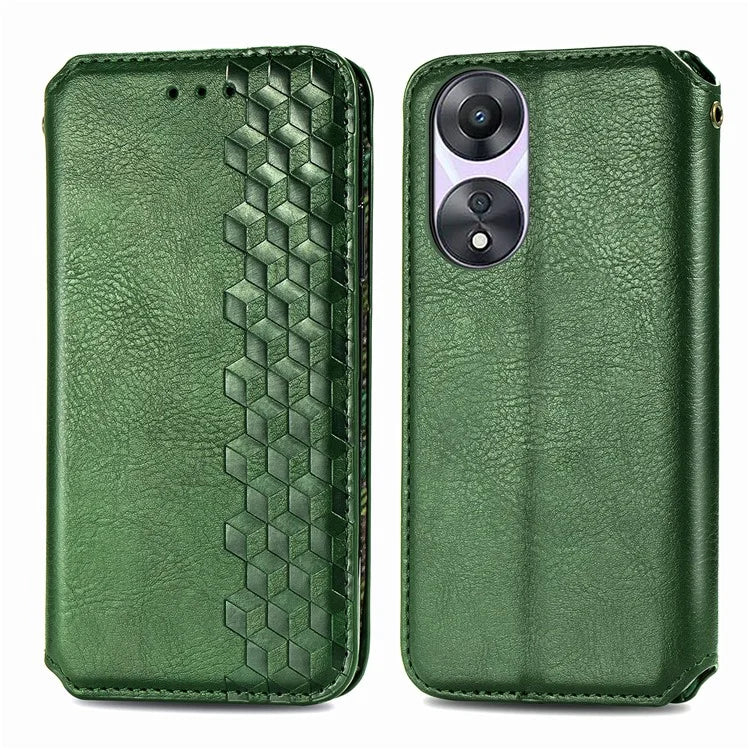 For Oppo A78 4G Case Rhombus Imprinted Wallet Stand Shockproof Mobile Phone Cover
