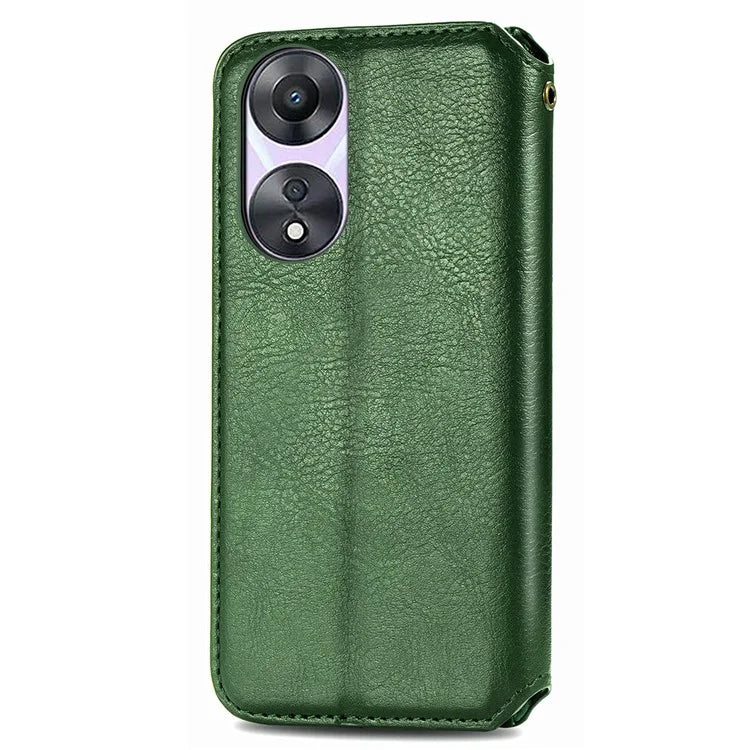 For Oppo A78 4G Case Rhombus Imprinted Wallet Stand Shockproof Mobile Phone Cover