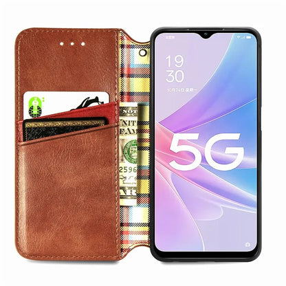 For Oppo A78 4G Case Rhombus Imprinted Wallet Stand Shockproof Mobile Phone Cover