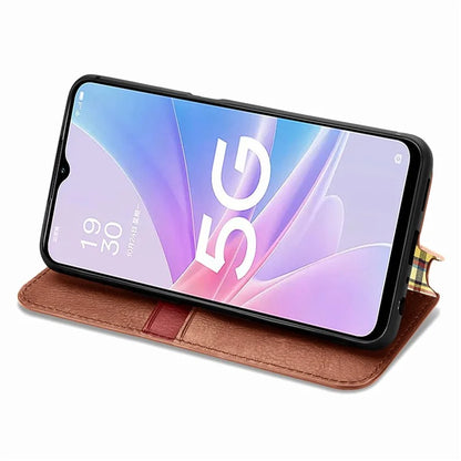 For Oppo A78 4G Case Rhombus Imprinted Wallet Stand Shockproof Mobile Phone Cover