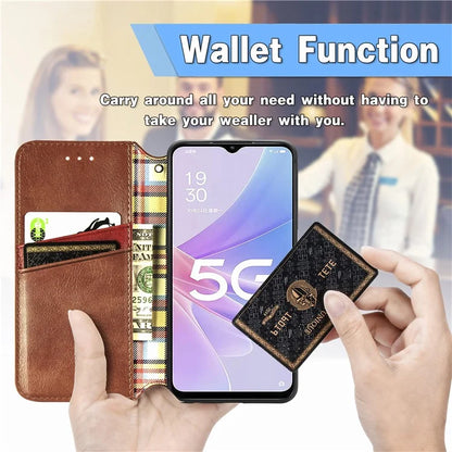 For Oppo A78 4G Case Rhombus Imprinted Wallet Stand Shockproof Mobile Phone Cover