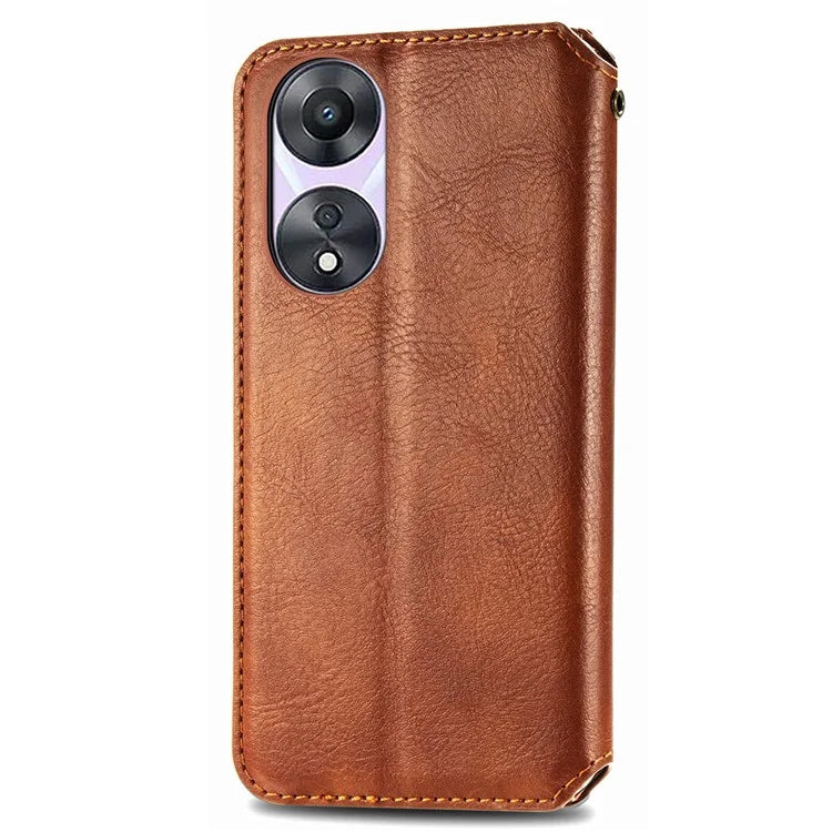 For Oppo A78 4G Case Rhombus Imprinted Wallet Stand Shockproof Mobile Phone Cover