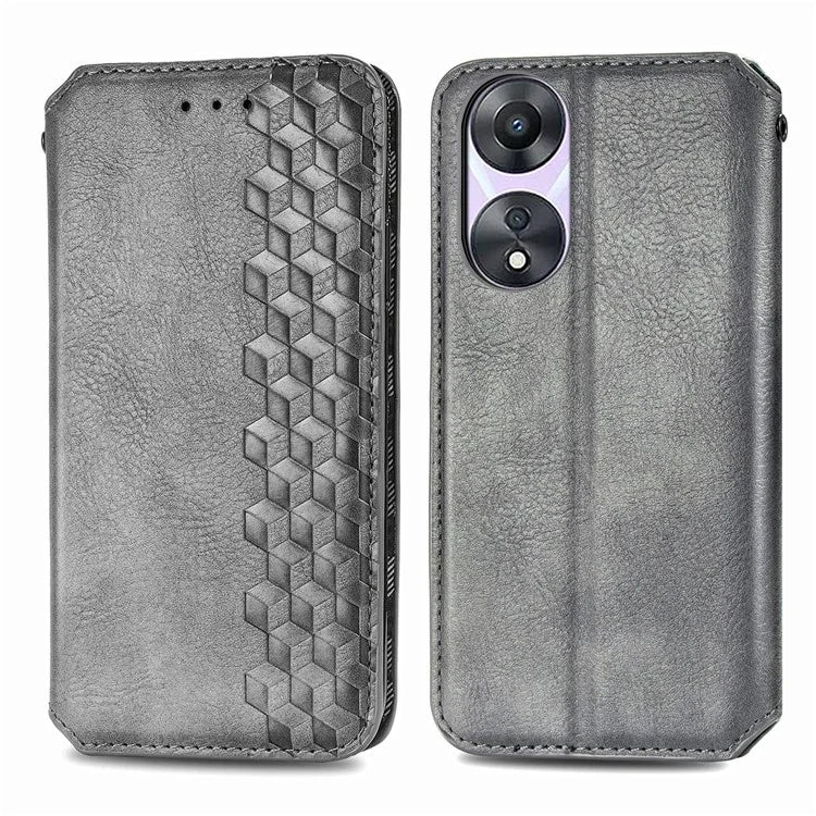 For Oppo A78 4G Case Rhombus Imprinted Wallet Stand Shockproof Mobile Phone Cover