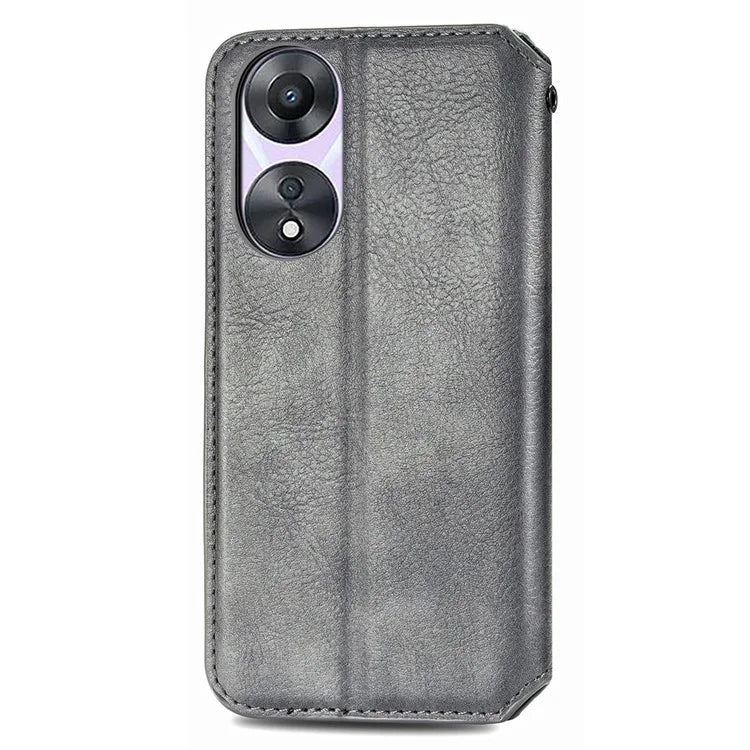 For Oppo A78 4G Case Rhombus Imprinted Wallet Stand Shockproof Mobile Phone Cover