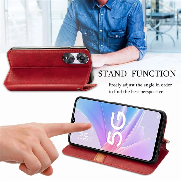 For Oppo A78 4G Case Rhombus Imprinted Wallet Stand Shockproof Mobile Phone Cover