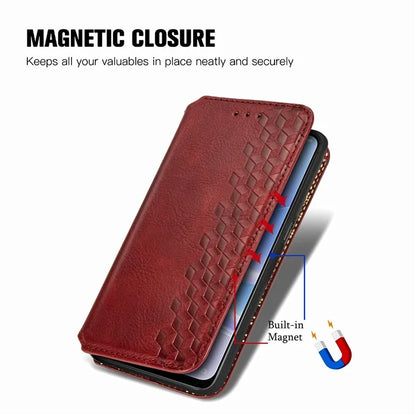 For Oppo A78 4G Case Rhombus Imprinted Wallet Stand Shockproof Mobile Phone Cover
