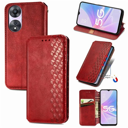 For Oppo A78 4G Case Rhombus Imprinted Wallet Stand Shockproof Mobile Phone Cover