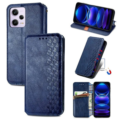 For Xiaomi Redmi Note 12 Pro 5G  /  12 Pro Speed 5G  /  Poco X5 Pro 5G Phone Cover Imprinted Rhombus Pattern Wallet Case