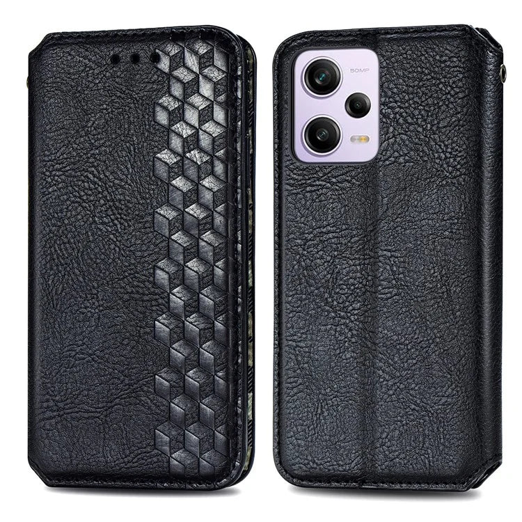 For Xiaomi Redmi Note 12 Pro 5G  /  12 Pro Speed 5G  /  Poco X5 Pro 5G Phone Cover Imprinted Rhombus Pattern Wallet Case