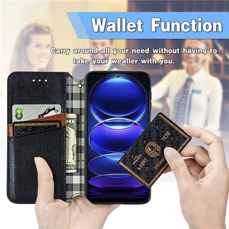 For Xiaomi Redmi Note 12 Pro 5G  /  12 Pro Speed 5G  /  Poco X5 Pro 5G Phone Cover Imprinted Rhombus Pattern Wallet Case