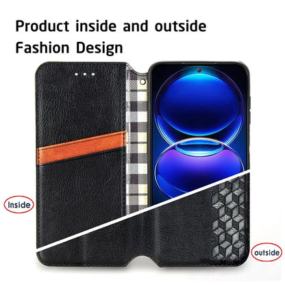 For Xiaomi Redmi Note 12 Pro 5G  /  12 Pro Speed 5G  /  Poco X5 Pro 5G Phone Cover Imprinted Rhombus Pattern Wallet Case