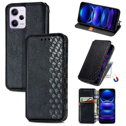 For Xiaomi Redmi Note 12 Pro 5G  /  12 Pro Speed 5G  /  Poco X5 Pro 5G Phone Cover Imprinted Rhombus Pattern Wallet Case