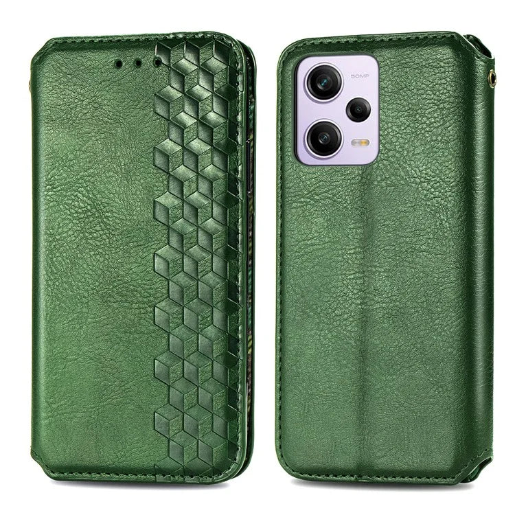 For Xiaomi Redmi Note 12 Pro 5G  /  12 Pro Speed 5G  /  Poco X5 Pro 5G Phone Cover Imprinted Rhombus Pattern Wallet Case