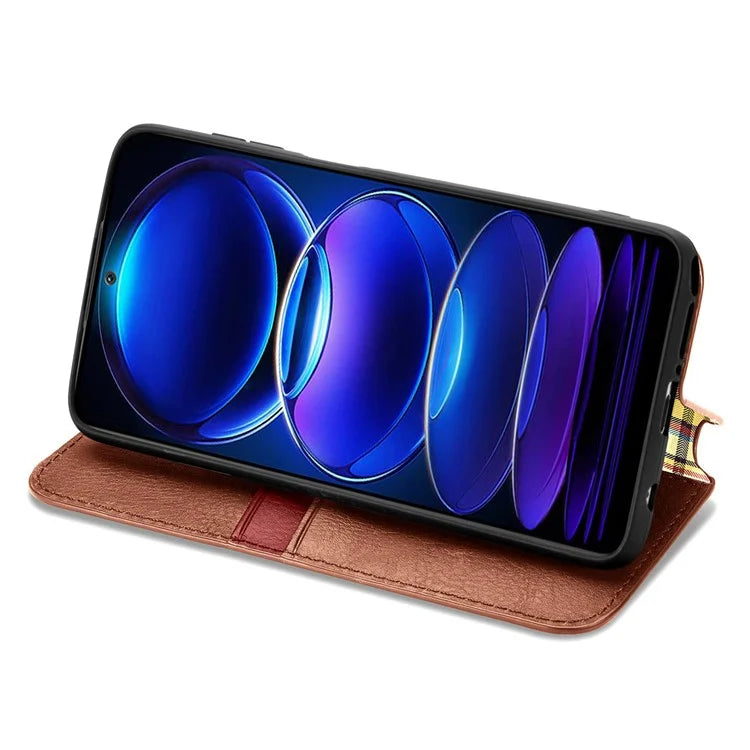 For Xiaomi Redmi Note 12 Pro 5G  /  12 Pro Speed 5G  /  Poco X5 Pro 5G Phone Cover Imprinted Rhombus Pattern Wallet Case