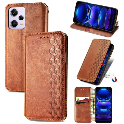 For Xiaomi Redmi Note 12 Pro 5G  /  12 Pro Speed 5G  /  Poco X5 Pro 5G Phone Cover Imprinted Rhombus Pattern Wallet Case