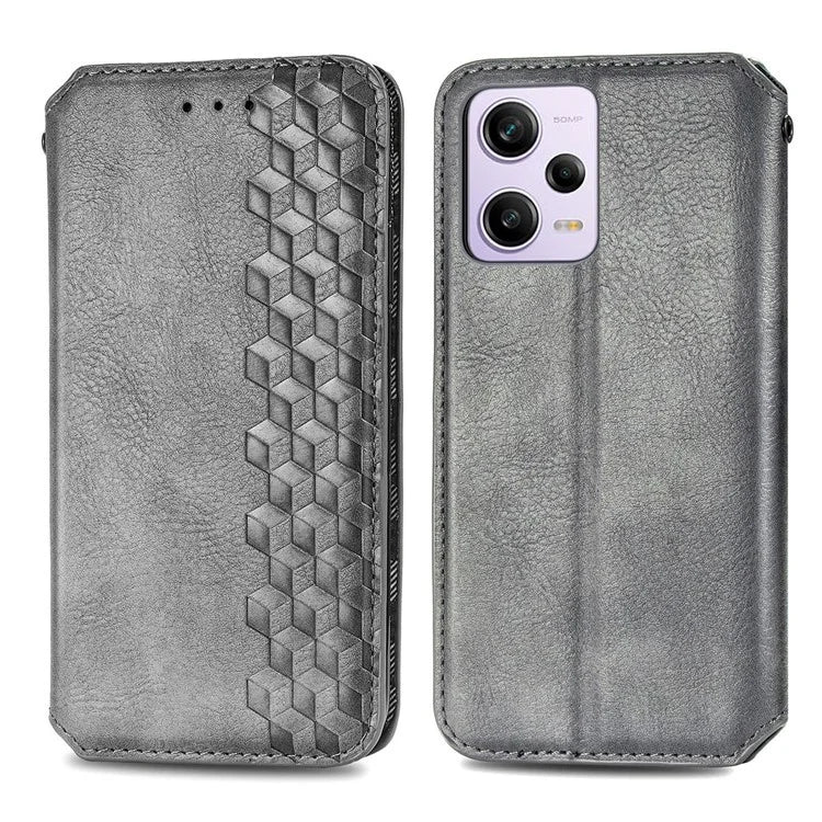 For Xiaomi Redmi Note 12 Pro 5G  /  12 Pro Speed 5G  /  Poco X5 Pro 5G Phone Cover Imprinted Rhombus Pattern Wallet Case