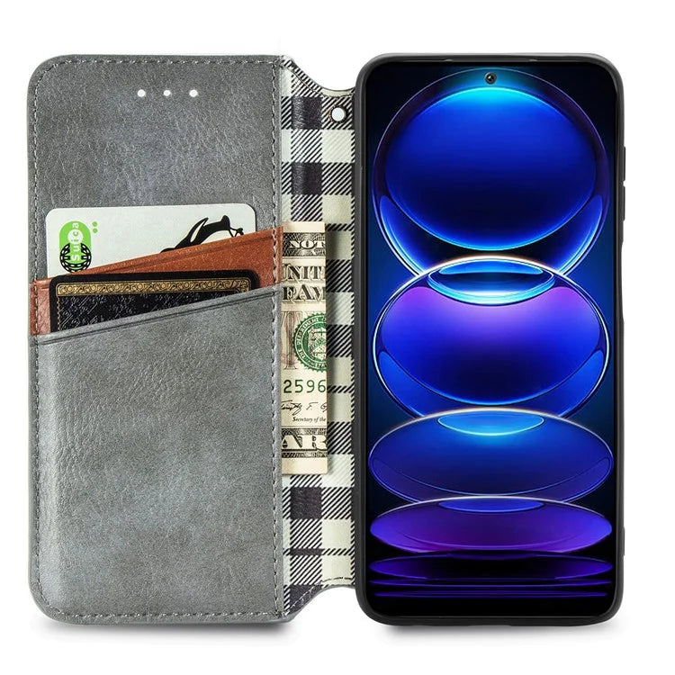 For Xiaomi Redmi Note 12 Pro 5G  /  12 Pro Speed 5G  /  Poco X5 Pro 5G Phone Cover Imprinted Rhombus Pattern Wallet Case