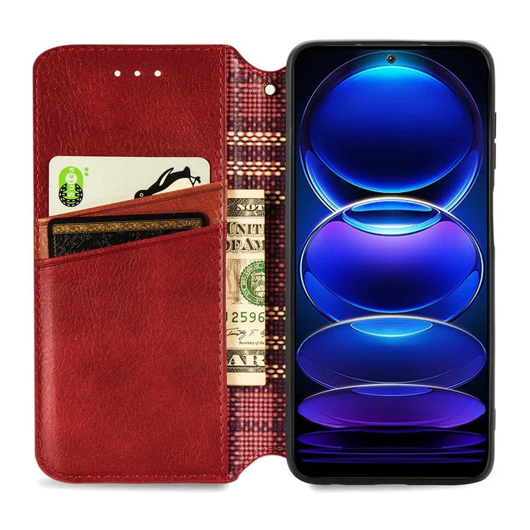 For Xiaomi Redmi Note 12 Pro 5G  /  12 Pro Speed 5G  /  Poco X5 Pro 5G Phone Cover Imprinted Rhombus Pattern Wallet Case