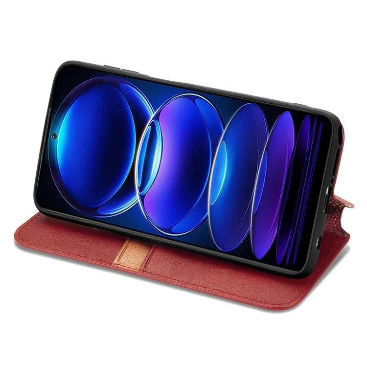 For Xiaomi Redmi Note 12 Pro 5G  /  12 Pro Speed 5G  /  Poco X5 Pro 5G Phone Cover Imprinted Rhombus Pattern Wallet Case