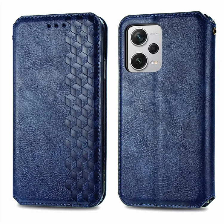 For Xiaomi Redmi Note 12 Pro+ 5G Cell Phone Case Rhombus Imprint Leather Full Protection Wallet Cover