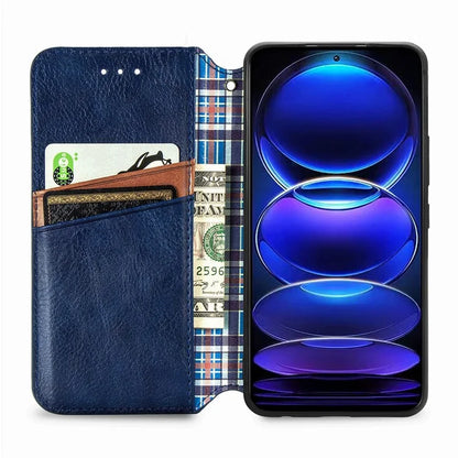 For Xiaomi Redmi Note 12 Pro+ 5G Cell Phone Case Rhombus Imprint Leather Full Protection Wallet Cover