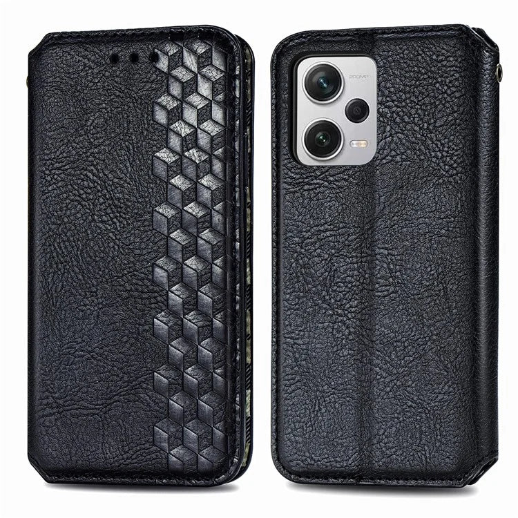 For Xiaomi Redmi Note 12 Pro+ 5G Cell Phone Case Rhombus Imprint Leather Full Protection Wallet Cover
