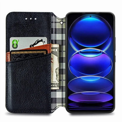 For Xiaomi Redmi Note 12 Pro+ 5G Cell Phone Case Rhombus Imprint Leather Full Protection Wallet Cover
