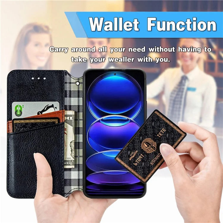 For Xiaomi Redmi Note 12 Pro+ 5G Cell Phone Case Rhombus Imprint Leather Full Protection Wallet Cover