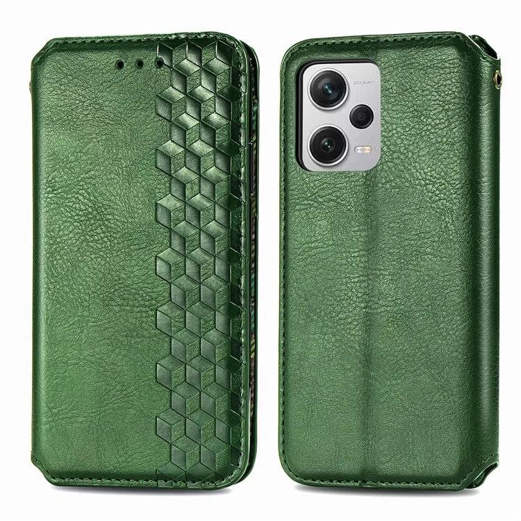 For Xiaomi Redmi Note 12 Pro+ 5G Cell Phone Case Rhombus Imprint Leather Full Protection Wallet Cover