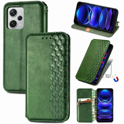 For Xiaomi Redmi Note 12 Pro+ 5G Cell Phone Case Rhombus Imprint Leather Full Protection Wallet Cover