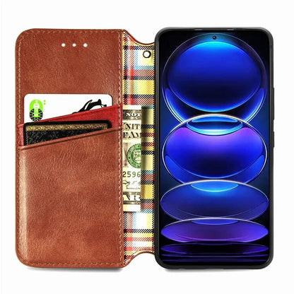 For Xiaomi Redmi Note 12 Pro+ 5G Cell Phone Case Rhombus Imprint Leather Full Protection Wallet Cover