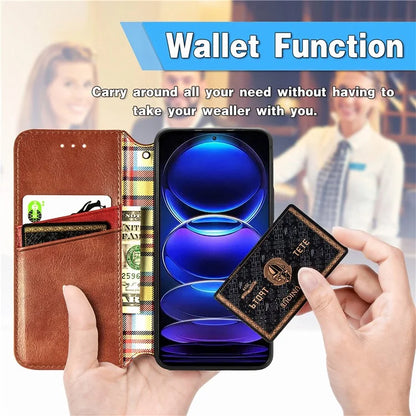 For Xiaomi Redmi Note 12 Pro+ 5G Cell Phone Case Rhombus Imprint Leather Full Protection Wallet Cover