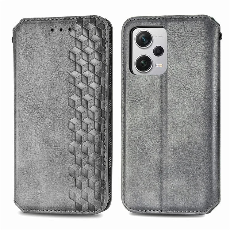 For Xiaomi Redmi Note 12 Pro+ 5G Cell Phone Case Rhombus Imprint Leather Full Protection Wallet Cover