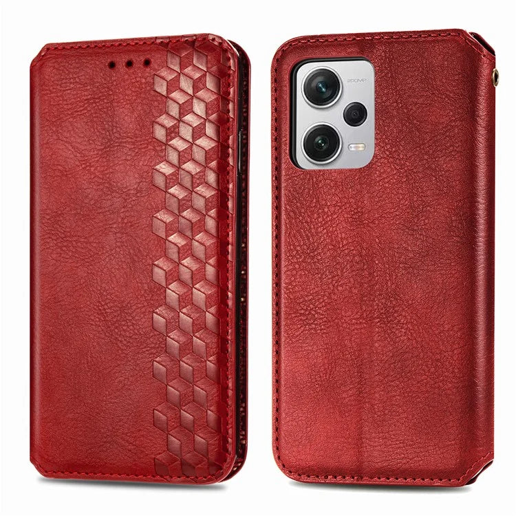 For Xiaomi Redmi Note 12 Pro+ 5G Cell Phone Case Rhombus Imprint Leather Full Protection Wallet Cover