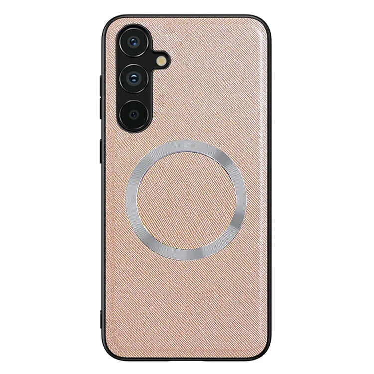 For Samsung Galaxy A55 5G Magnetic Case PU Leather Coated TPU Anti-drop Phone Cover