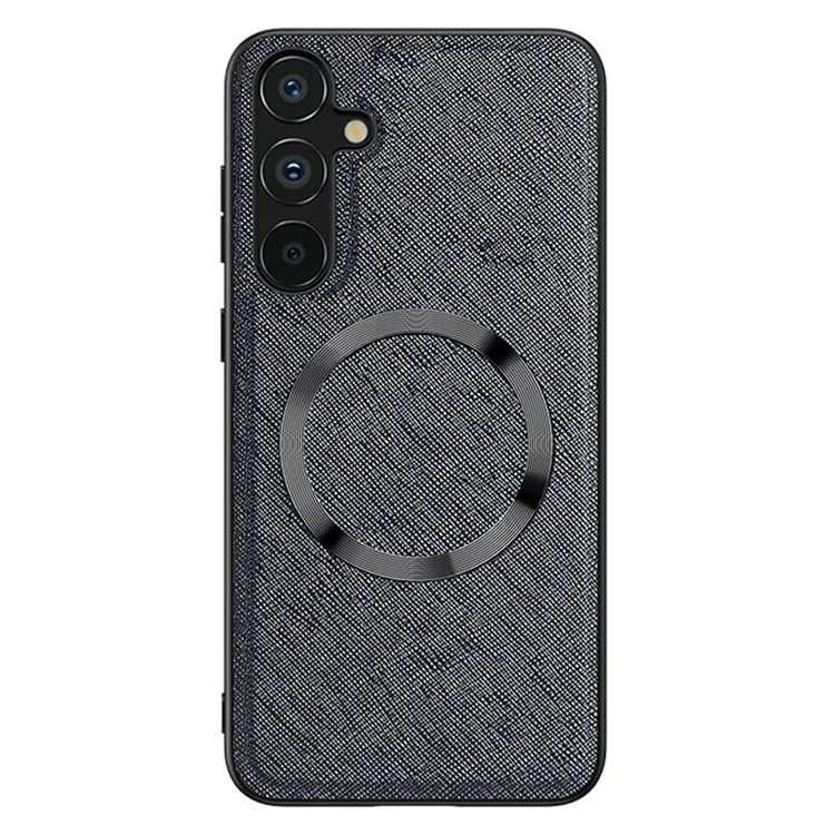 For Samsung Galaxy A24 4G (162.1 x 77.6 x 8.3mm) Magnetic Phone Case Leather Coated TPU Cover