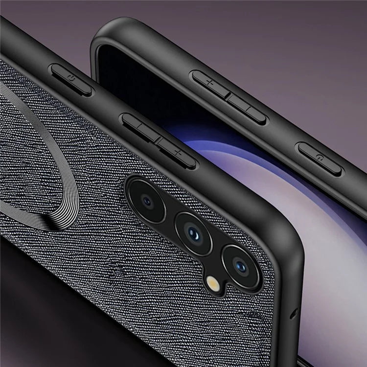 For Samsung Galaxy A24 4G (162.1 x 77.6 x 8.3mm) Magnetic Phone Case Leather Coated TPU Cover