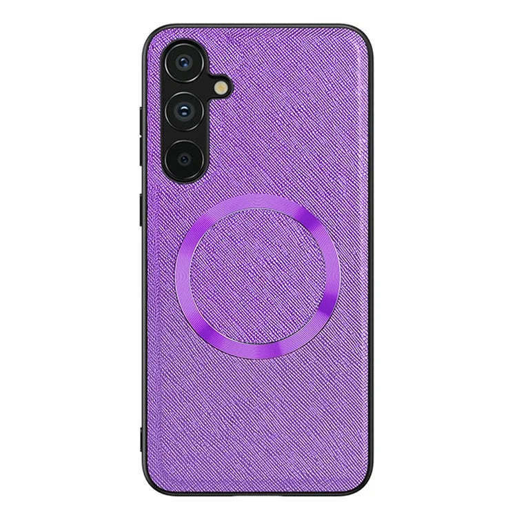 For Samsung Galaxy A24 4G (162.1 x 77.6 x 8.3mm) Magnetic Phone Case Leather Coated TPU Cover