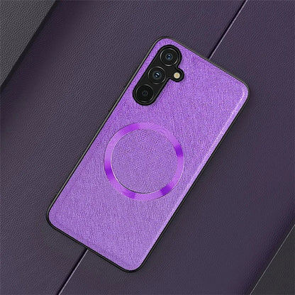 For Samsung Galaxy A24 4G (162.1 x 77.6 x 8.3mm) Magnetic Phone Case Leather Coated TPU Cover
