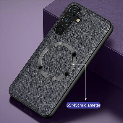 For Samsung Galaxy A24 4G (162.1 x 77.6 x 8.3mm) Magnetic Phone Case Leather Coated TPU Cover