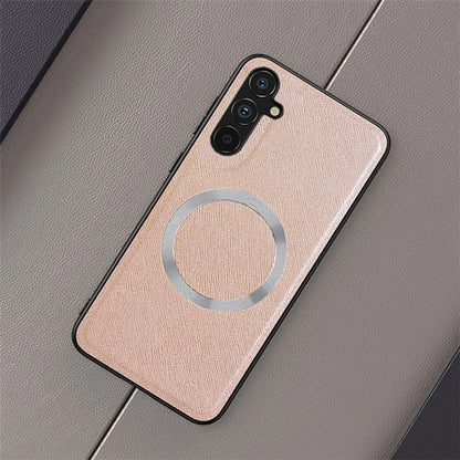 For Samsung Galaxy A24 4G (162.1 x 77.6 x 8.3mm) Magnetic Phone Case Leather Coated TPU Cover
