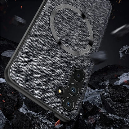 For Samsung Galaxy A24 4G (162.1 x 77.6 x 8.3mm) Magnetic Phone Case Leather Coated TPU Cover
