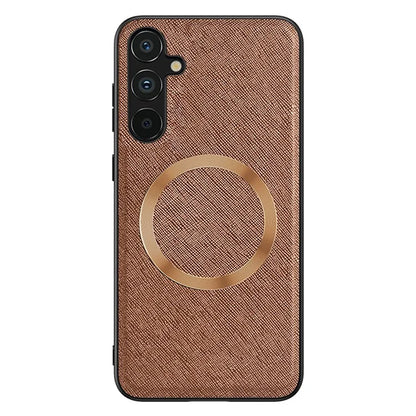 For Samsung Galaxy A24 4G (162.1 x 77.6 x 8.3mm) Magnetic Phone Case Leather Coated TPU Cover
