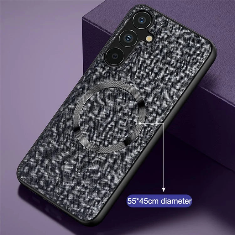 For Samsung Galaxy A24 4G (162.1 x 77.6 x 8.3mm) Magnetic Phone Case Leather Coated TPU Cover