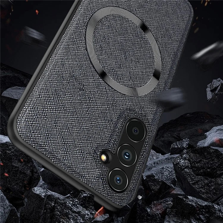 For Samsung Galaxy A24 4G (162.1 x 77.6 x 8.3mm) Magnetic Phone Case Leather Coated TPU Cover