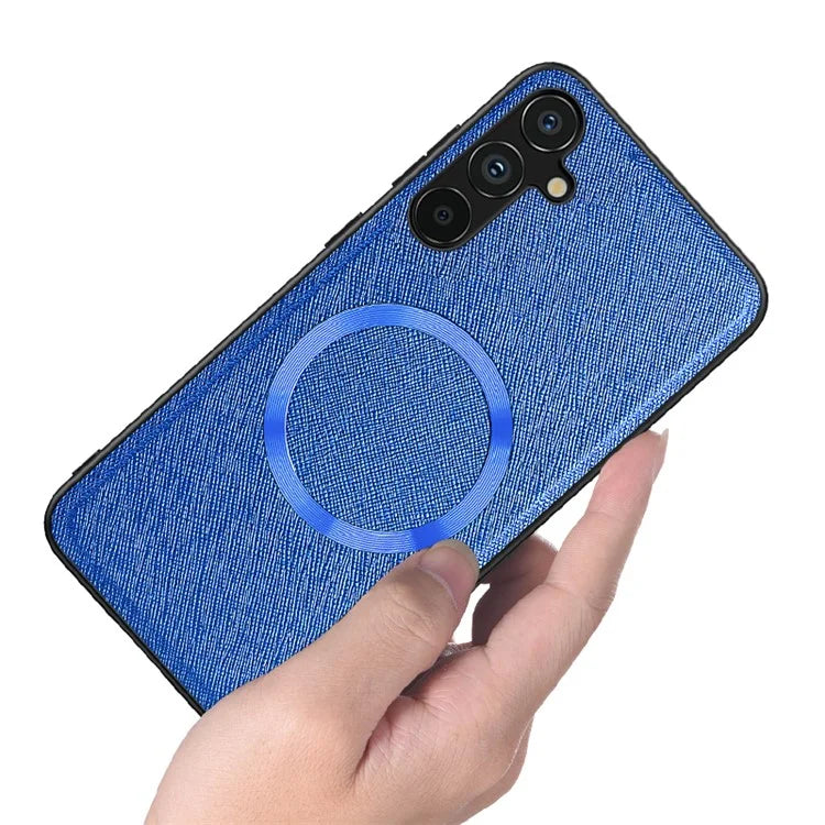 For Samsung Galaxy A24 4G (162.1 x 77.6 x 8.3mm) Magnetic Phone Case Leather Coated TPU Cover
