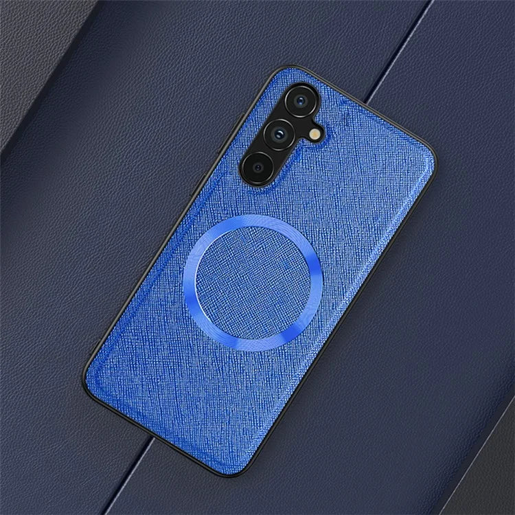 For Samsung Galaxy A24 4G (162.1 x 77.6 x 8.3mm) Magnetic Phone Case Leather Coated TPU Cover