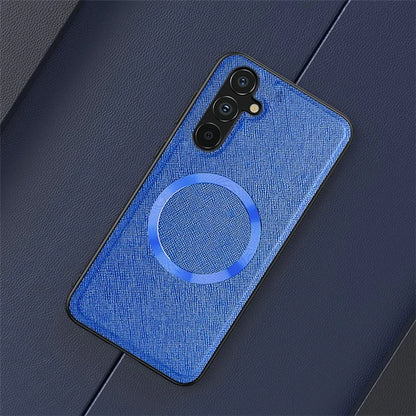 For Samsung Galaxy A24 4G (162.1 x 77.6 x 8.3mm) Magnetic Phone Case Leather Coated TPU Cover
