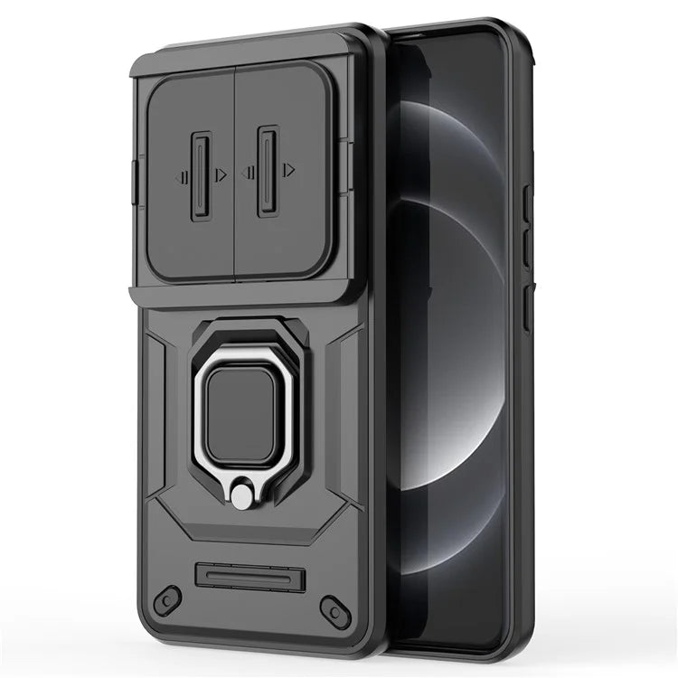 For Xiaomi 14 Ultra Case PC+TPU Kickstand Phone Shell with Slide Lens Cover